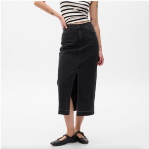 GAP Denim Straight Midi Skirt Black Wash